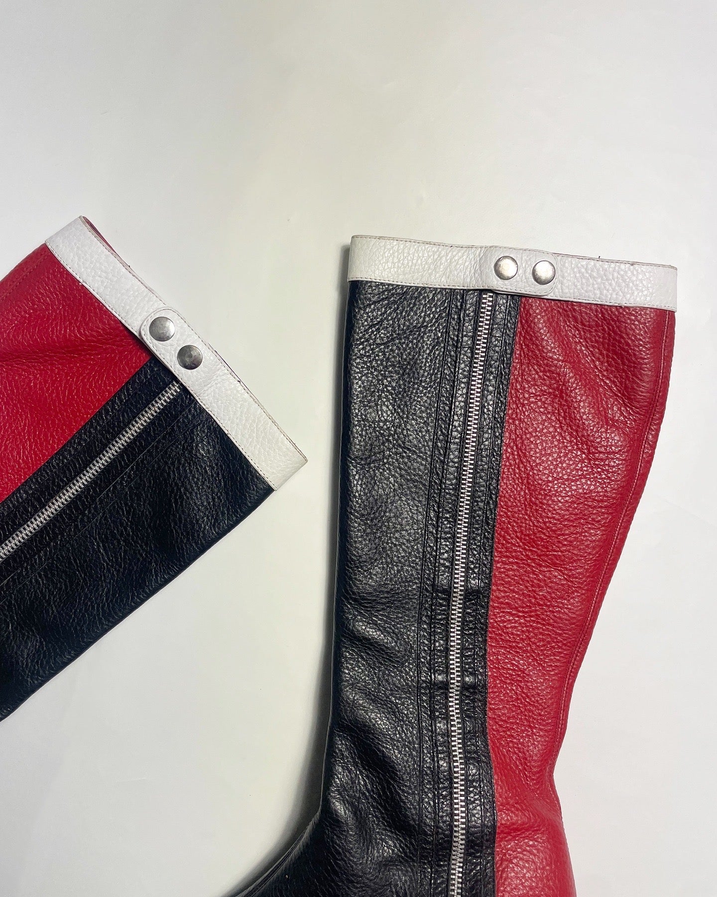 Vintage Knee High Kitten Heel Moto Biker Boots