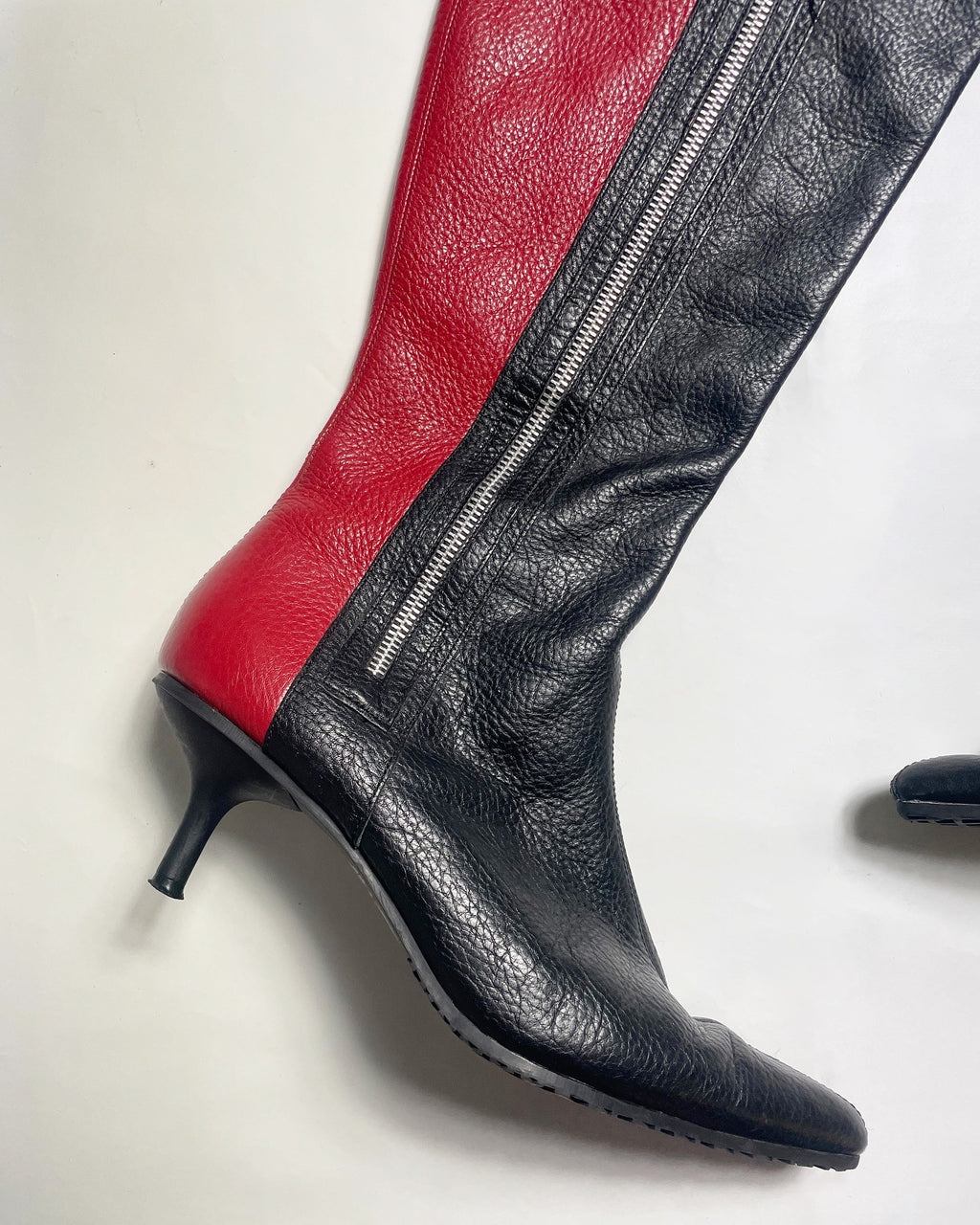 Vintage Knee High Kitten Heel Moto Biker Boots