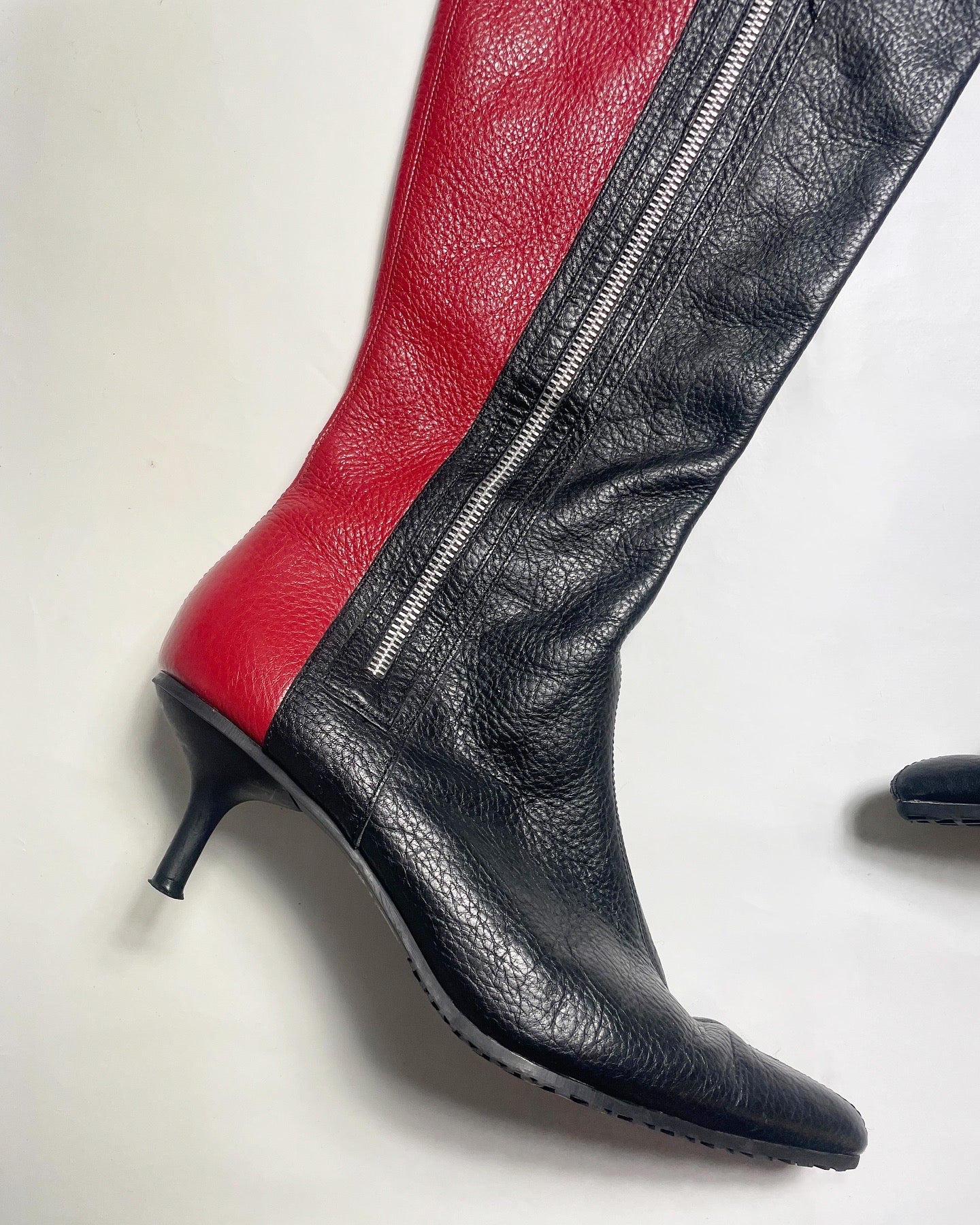 Vintage Knee High Kitten Heel Moto Biker Boots