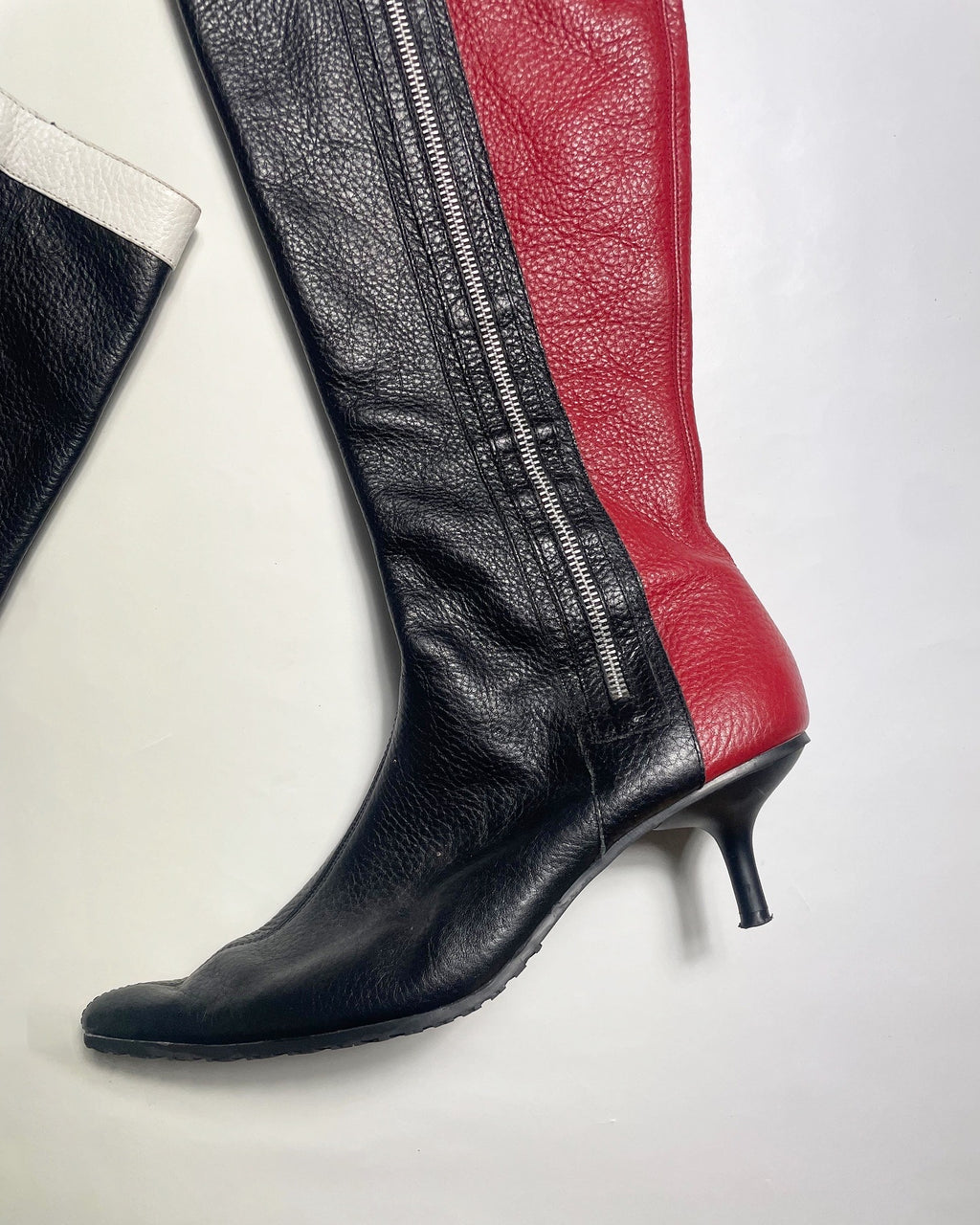 Vintage Knee High Kitten Heel Moto Biker Boots