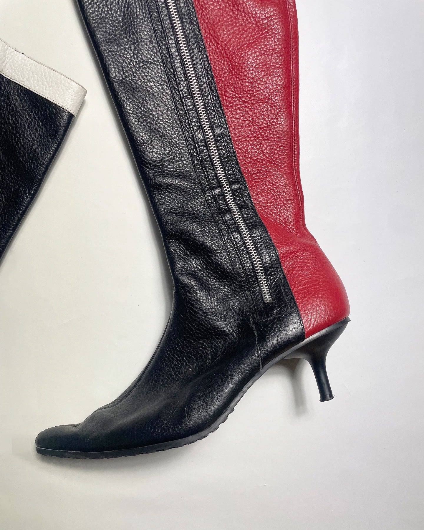 Vintage Knee High Kitten Heel Moto Biker Boots
