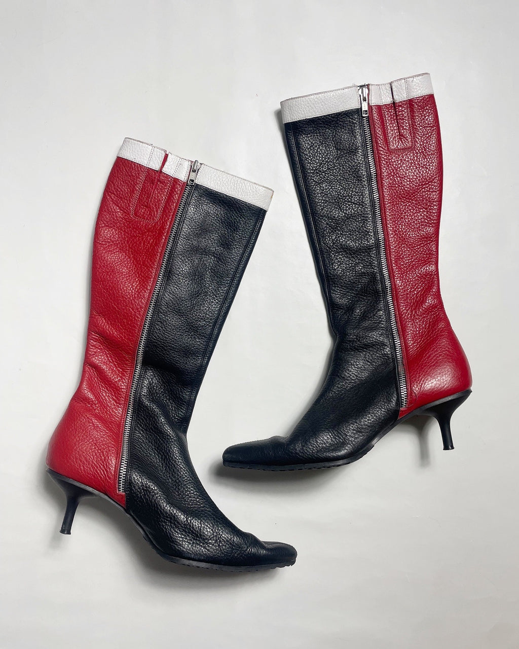 Vintage Knee High Kitten Heel Moto Biker Boots
