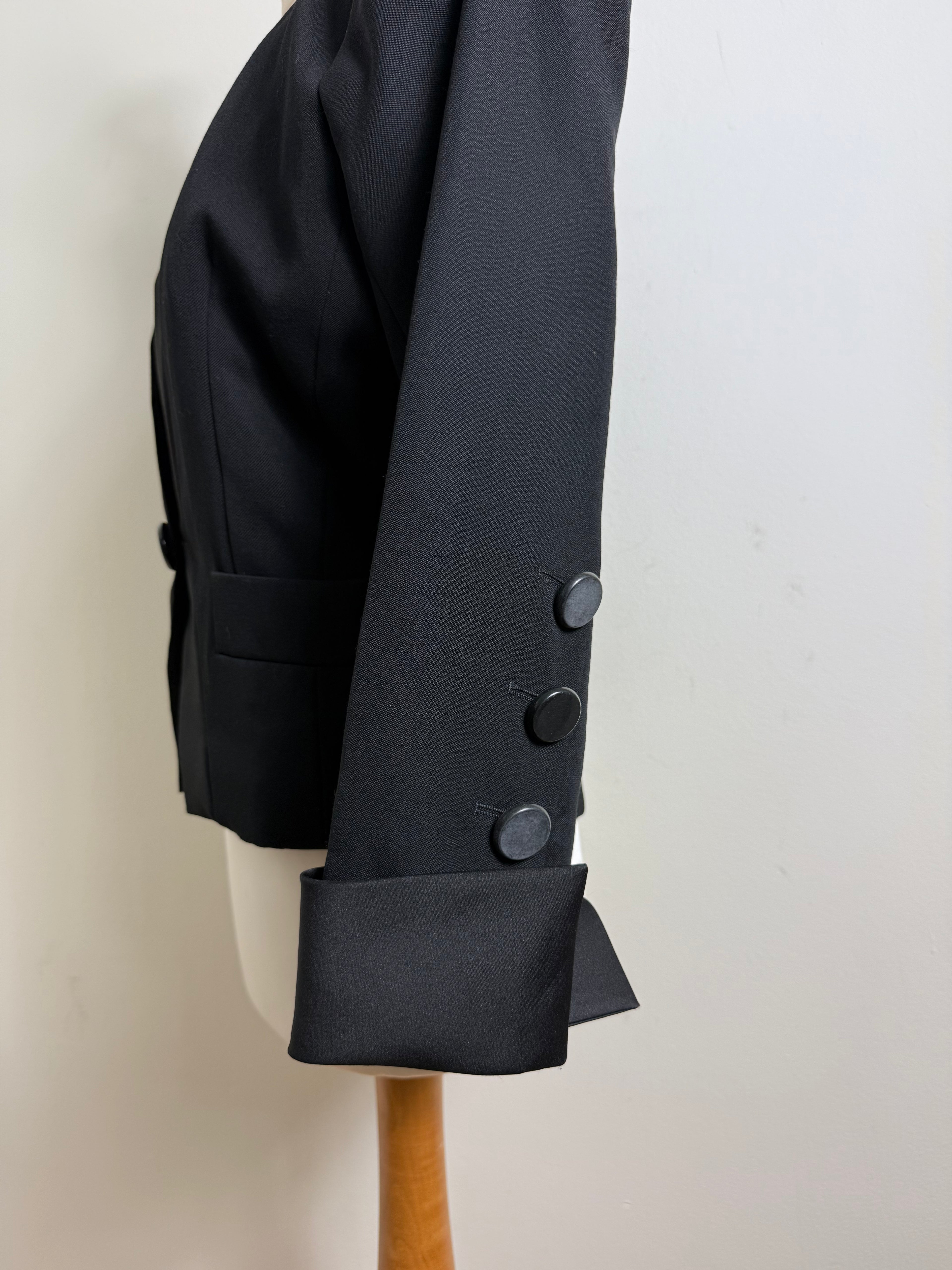 Yves Saint Laurent 1980s Cropped Black Fitted Blazer