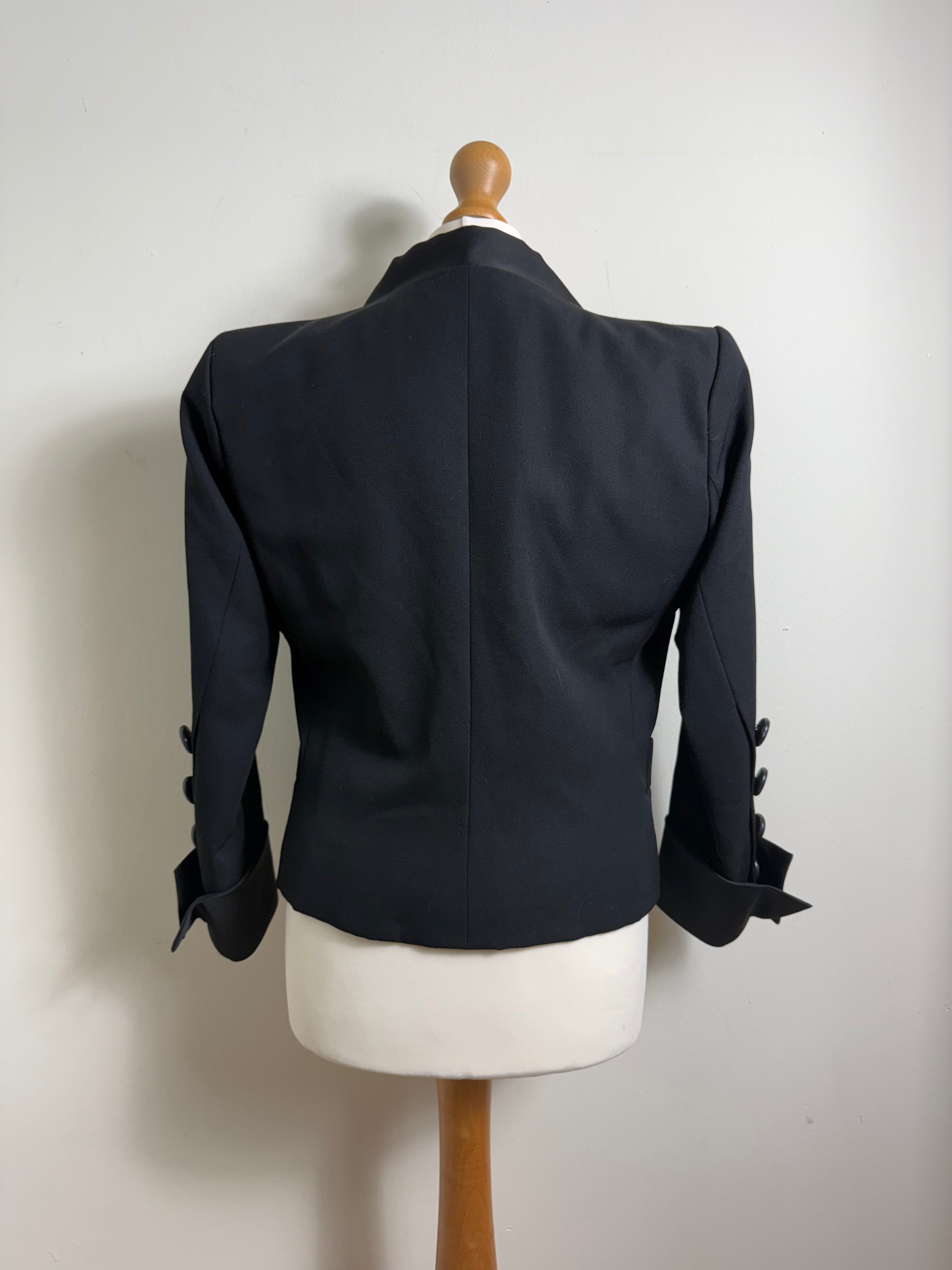 Yves Saint Laurent 1980s Cropped Black Fitted Blazer