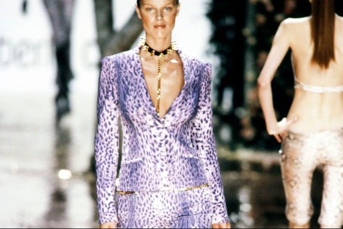 Roberto Cavalli Spring 2000 Purple Leopard Print Jeans