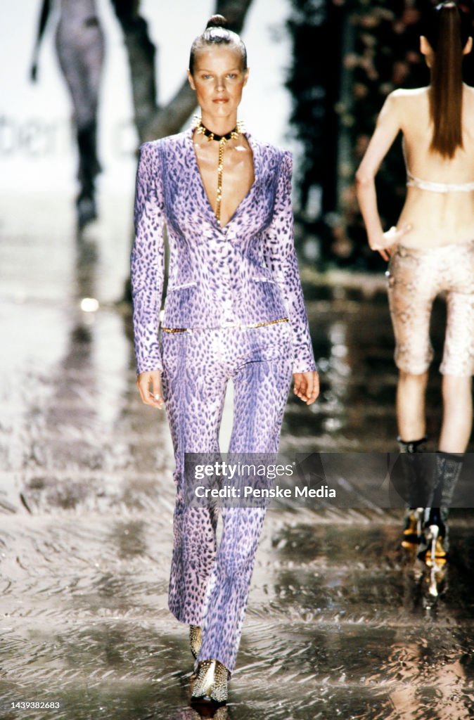 Roberto Cavalli Spring 2000 Purple Leopard Print Jeans