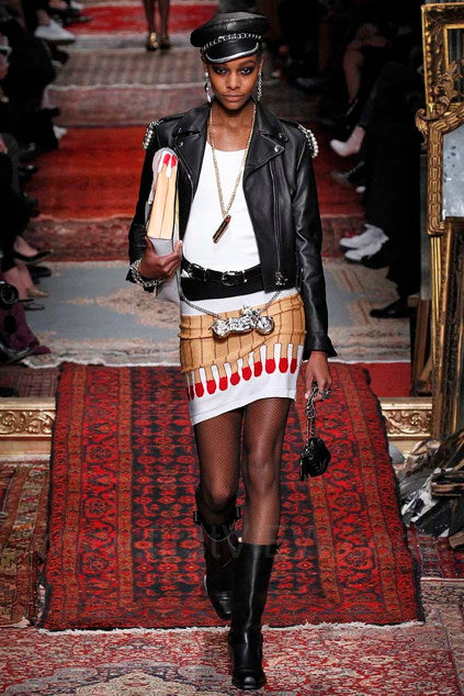 Moschino Fall 2016 Match Stick Pencil Mini Skirt